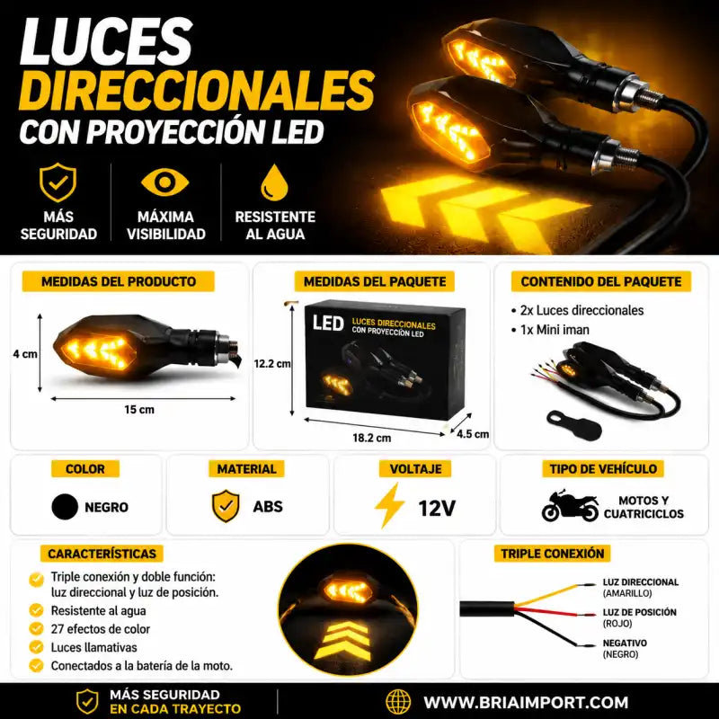 Luces Direccionales con Proyector LED – Seguridad y Estilo para tu Moto