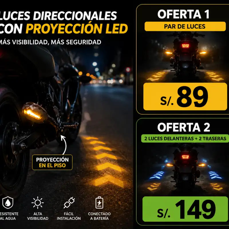 Luces Direccionales con Proyector LED – Seguridad y Estilo para tu Moto